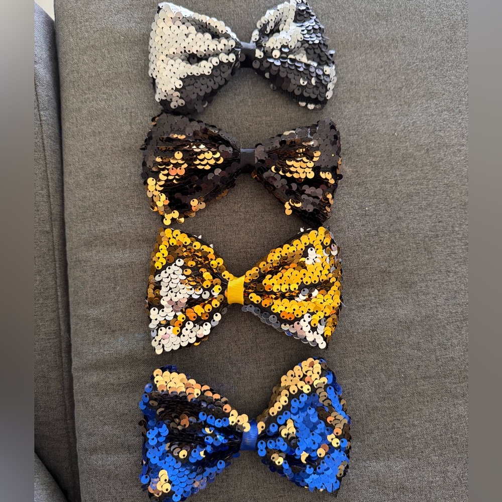 Sequin Bow Hair Clips Set for Kids- set of 4